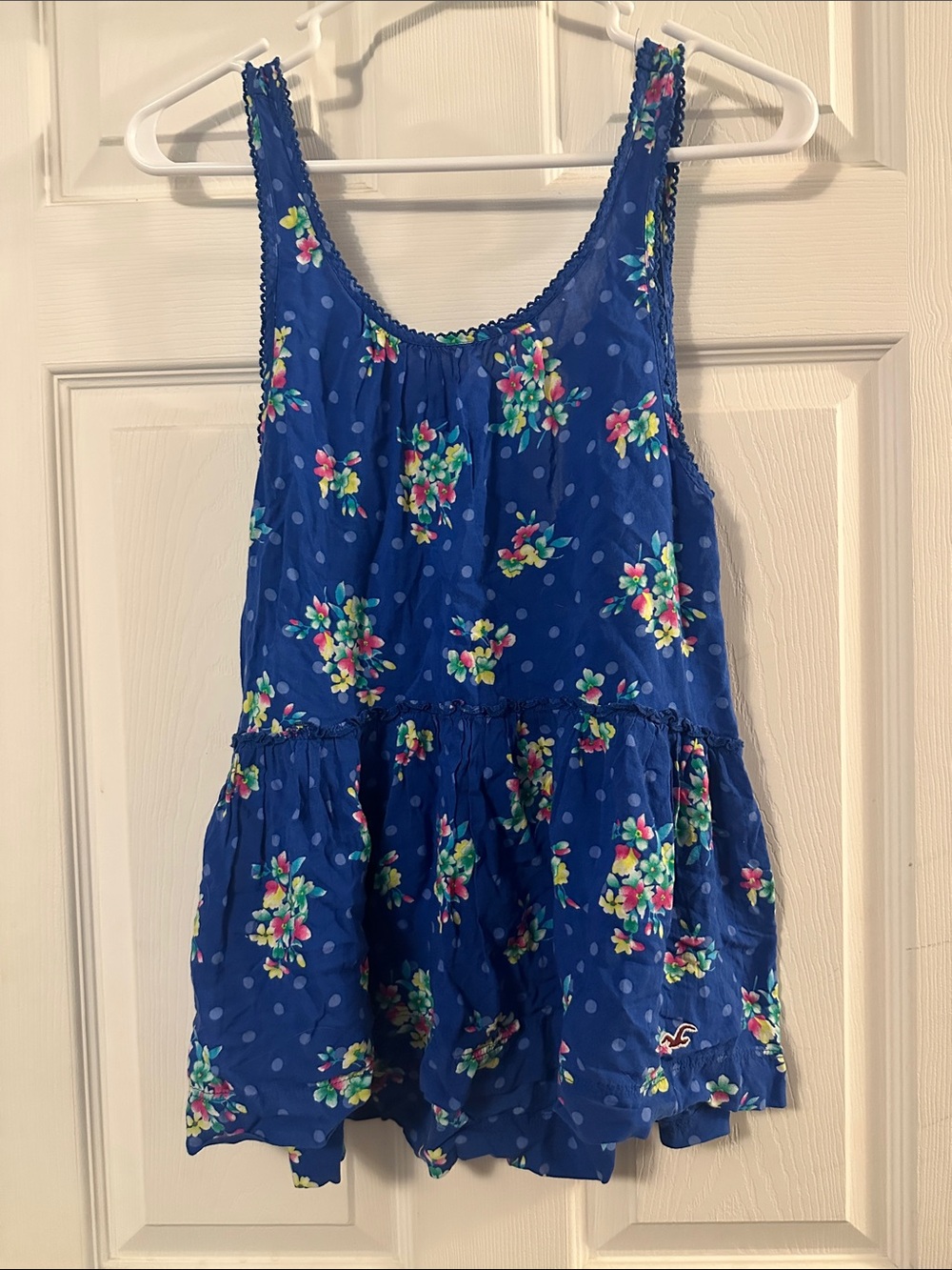 Hollister Blue Floral Tiered Tank Top